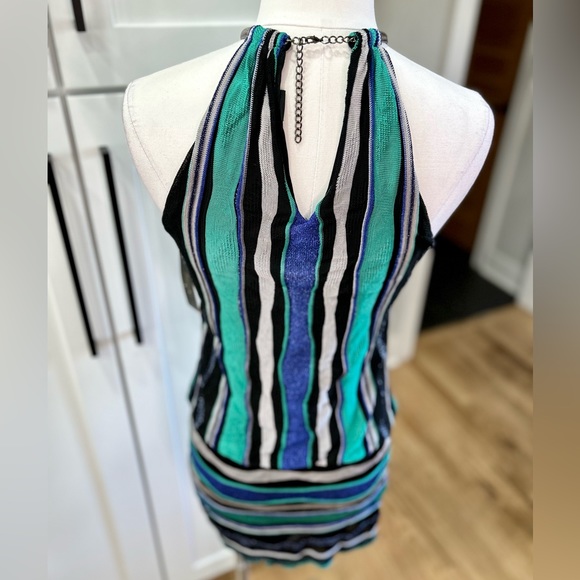 NWT Laundry by Shelli Segal Metallic Thread Halter Dress - Picture 4 of 11